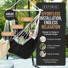 Hanging Hammock Chair Swing – Hanging Chair Outdoor & Indoor - Hammock Swing Chair – Quick & Easy Setup With Hardware Kit – Durable & Spacious Full Body Support – Holds 440 Lbs - 海軍 - 查看 3
