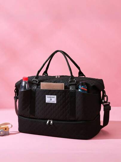 Ny resväska med stor kapacitet, mångsidig träningsväska för kvinnor, shoppingväska med diamantmönster, handväska, axelväska, semesterväska, mammaväska, boardingväska med oberoende skoposition, avlastningsväska, varm vinter, samma stil för män och kvinnor, lättviktig hopfällbar bagageväska