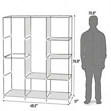 71" Portable Closet Wardrobe Clothes Rack Storage Organizer With Shelf Black/Gray/Blue - 灰色 - 查看 6