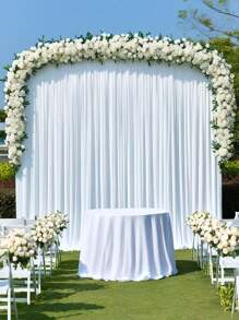 1 pieza Cortina de fondo para ceremonia de boda de satén blanco romántico de poliéster en 3 tamaños (27.5in X118.4in - 78.7in X78.7in X120.2in), adecuada para bodas, fiestas de boda, cumpleaños, aniversarios, San Valentín, Día de la Madre, Navidad, y celebraciones