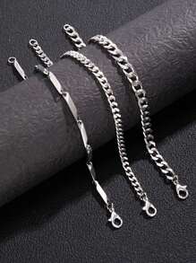 3 pièces Bracelets à chaîne simples et en acier inoxydable pour hommes, conviennent aux assortiments quotidiens