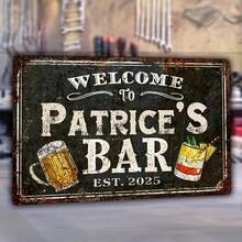 1 件定制“Matthew's Bar”复古风格个性化金属墙标 - 独特的酒吧和休息室装饰 - 可定制文字 - 理想的个性化礼物 - 成立于 2019 年，8x12 英寸 - 多色1 - 查看 5