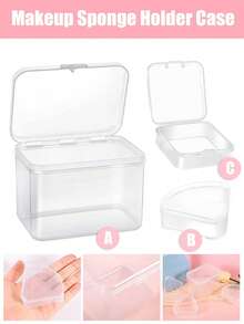 Make-up-Schwamm-Aufbewahrungsbox, Make-up-Schwamm-Puff-Schutzbehälter-Aufbewahrungsbox, geeignet für Reisen, Make-up-Werkzeuge, Nagelzubehör-Aufbewahrung, Make-up-Aufbewahrungsbox (transparent) - Transparent - Übersicht 2