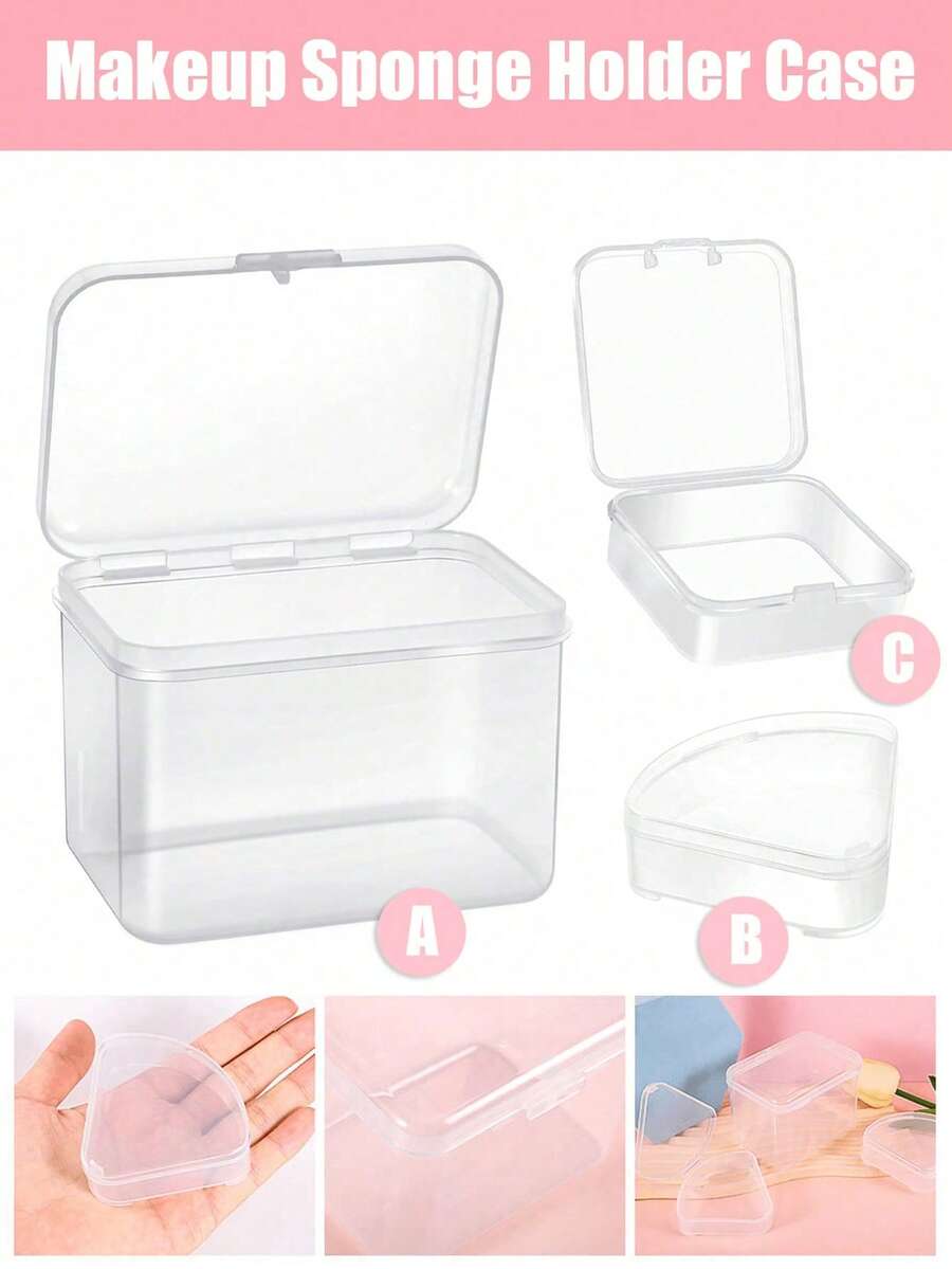 Make-up-Schwamm-Aufbewahrungsbox, Make-up-Schwamm-Puff-Schutzbehälter-Aufbewahrungsbox, geeignet für Reisen, Make-up-Werkzeuge, Nagelzubehör-Aufbewahrung, Make-up-Aufbewahrungsbox (transparent)