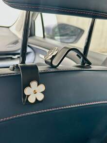 2pcs Triple-Color Metal Flower Single Hook Hanging Vehicle Seat Back Storage Hooks, Car Interior Organization - Black - View 4