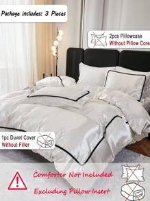 3pcs White Simple Solid Color & Small Ball Decor Duvet Cover Set (1 Duvet Cover + 2 Pillow Covers, No Filling), Daily Use Polyester Soft & Skin-Friendly, Suitable For Master Bedroom, Guest Room, All Seasons, Gift Choice