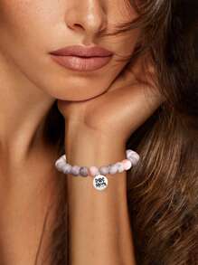 1Pc Cute Bracelets Dog Mom With Gift Card, Adorable Engraving Gift For Dog Lovers, Celebrations Dog Lover Birthday, Thanks You Gift, Durable Elastic Design, Ideal For Any Occasion