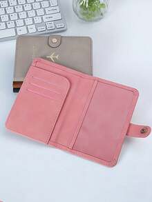 Doka PU Passport Holder - Snap Closure, Faux Leather Lining, Airplane Pattern Passport Cover, Minimalist Travel Accessory - Convenient For Storing Documents And Travel Supplies, Holiday Supplies, Travel Organizer, Travel Wallet, Passport Holder, Passport Wallet, Beach Holiday Bag, Summer Holiday, Back To School Supplies