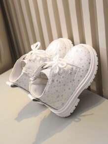 1 Paar unisex weiche, rutschfeste Stiefel, vielseitig modische Kinder-Knöchelstiefel mit Seitlichem Reißverschluss, glänzend lederene wasserfeste römische Schnürstiefel für Babys, geeignet für Frühling, Herbst und Winter