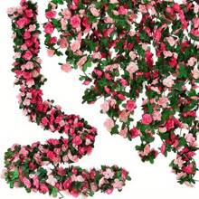 1PC/5pcs/10pcs Artificial Flowers Rose Vine DIY Garden Material Vine Wedding Site Decoration Home Bedroom, Living Room, Bathroom, Wall Hanging Decoration Material Outdoor Garden School Birthday Party Supplies Valentine's Day Decoration New Year