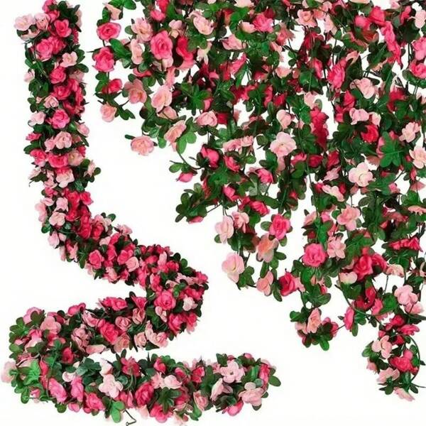 1PC/5pcs/10pcs Artificial Flowers Rose Vine DIY Garden Material Vine Wedding Site Decoration Home Bedroom, Living Room, Bathroom, Wall Hanging Decoration Material Outdoor Garden School Birthday Party Supplies Valentine's Day Decoration New Year