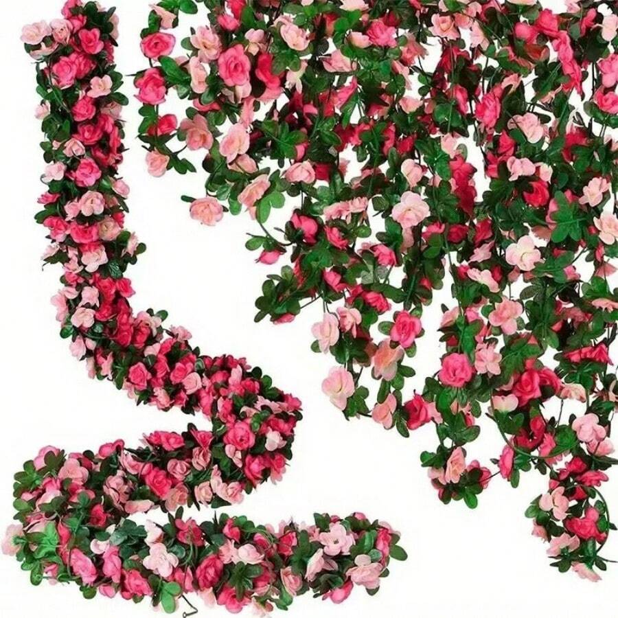 1PC/5pcs/10pcs Artificial Flowers Rose Vine DIY Garden Material Vine Wedding Site Decoration Home Bedroom, Living Room, Bathroom, Wall Hanging Decoration Material Outdoor Garden School Birthday Party Supplies Valentine's Day Decoration New Year