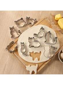 9 Stück/Set Edelstahl Keksausstecher, Cartoon Katze geformte Backform, Obst und Gemüse Schneider, geeignet für Kindergeburtstagsfeiern - Metallbackwerkzeuge - perfekt für süße Tierkekse