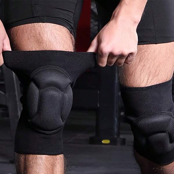 1 par de rodilleras redondas de carey negro y azul marino, protección antideslizante y con absorción de impactos para deportes, rodilleras gruesas adecuadas para hombres y mujeres, soporte ligero para fitness, deportes, baile y trabajo al aire libre