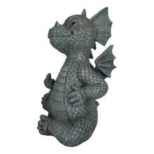 Estatua decorativa de dragón bebé grosero sentado con gesto obsceno, 10.034 cm de altura, para decoración de jardín de hadas - como en la foto - Ver 4