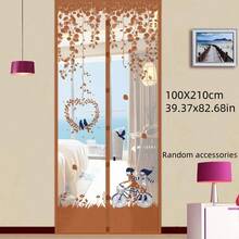 1 Set Magnetic Mosquito Door Curtain | Summer Fly Screen With Floral Butterfly Pattern, Easy Installation - Effectively Blocks Mosquitoes And Repels Insects, 1 Piece Magnetic Mesh Curtain With Push Pins, Mosquito Proof - Multicolor - View 20