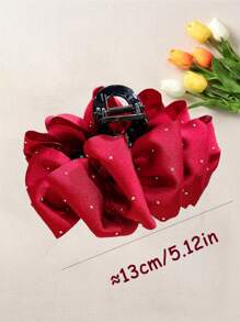 1 pièce Épingle à cheveux pour femme en bordeaux élégante et de haute qualité avec décoration de strass scintillante, grand papillon, accessoire capillaire convenant pour une fête, un banquet, une décoration brillante, une sortie, une tenue décontractée. Accessoire de tenue d'été, accessoires capillaires élégants, pinces à cheveux mode femme