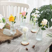 6/12PCS 现代罗马庚格家居装饰玻璃花瓶，桌面中心小花瓶装饰，迷你复古花瓶，桌面中心装饰透明花蕾花瓶