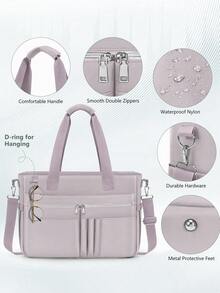 NUBILY Teacher Tote Bag For Women 15.6 Inch Laptop Briefcase With Clutch Bag, Nurse Bags Professional Work Handbag For Office College Nursing, Large Utility Tote Messenger Shoulder Bag - Bột tro - Xem 7