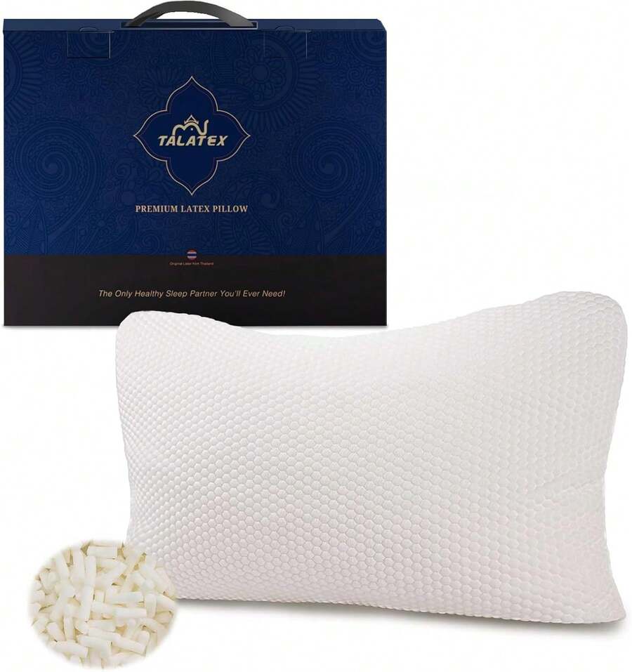 Talatex Talalay 100% Natural Premium Adjustable Latex Pillow, Shredded Latex Pillow Helps Relieve Pressure, Perfect Package Best Gift With Removable  Cover (SilkStrand, Queen) - Multicolor - View 1