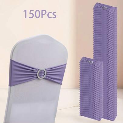 150PCS Premium Milk Silk Chair Sashes - Adjustable Elastic Bands With Slider Buckles For Weddings, Banquets & Special Events.