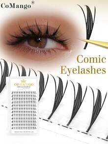 168Fans C/D 卷曲 W 形漫画尖顶预制粉丝睫毛漫画睫毛延长 0.07 毫米 8-15 毫米动漫睫毛自动开花优质水貂睫毛延长睫毛簇、睫毛簇、单根睫毛、睫毛、假睫毛 - 黑色 - 查看 9