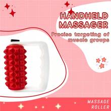 1pc Red Hand-Held Manual Massage Roller For Leg Muscle Relaxation, Plastic Material Suitable For Home Use, Home Fitness Accessory