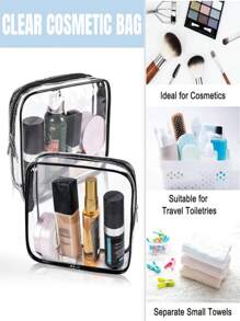1 pieza Bolsa de cosméticos portátil de PVC, bolsa de aseo transparente, organizador de viaje para niñas, impermeable, almacenamiento, baño, almacenamiento de pañales (color/estilo aleatorio)