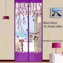1 Set Magnetic Mosquito Door Curtain | Summer Fly Screen With Floral Butterfly Pattern, Easy Installation - Effectively Blocks Mosquitoes And Repels Insects, 1 Piece Magnetic Mesh Curtain With Push Pins, Mosquito Proof - Multicolor - View 28