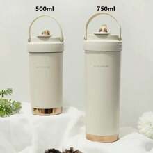 1pc High-Capacity, Stylish Ceramic Lined Double Wall Vacuum Insulated Water Bottle/Coffee Mug With Straw, Portable Back To School