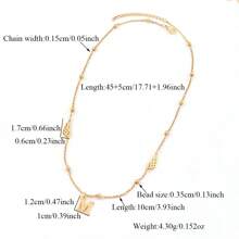 1pc New Fashion Initial Angel Wings Pendant Golden Stainless Steel Bead Chain Necklaces For Women