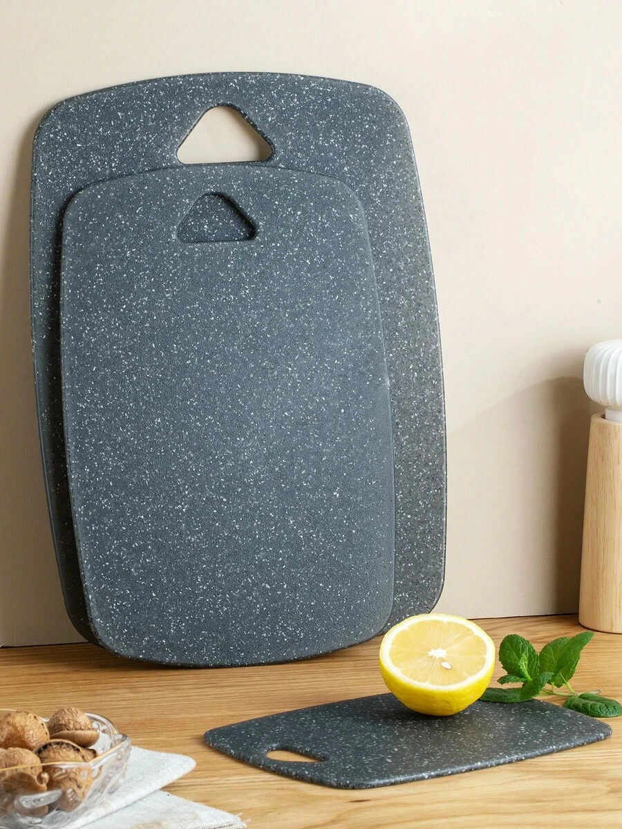 1/3PCS大理石砧板套装加厚切菜板切肉板厨房准备板熟食生食分离家用水果菜板准备板塑料切菜板,厨房用品 - 彩色 - 查看 1