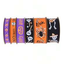 Halloween Schädel Gros-Grain-Band Dekoration, Kürbis Spinne Geist Festival Geschenkverpackungsband-Set