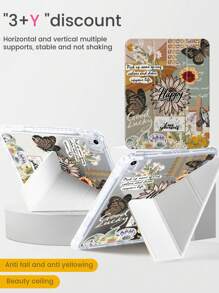 Une belle housse de protection acrylique transparente à double face peinte avec des lettres de papillon et de fleurs, antichoc, convenant pour l'iPad de 7ème, 8ème et 10ème génération (10,2 pouces), avec fente pour stylet, prenant en charge les fonctions de veille et de réveil, avec plusieurs méthodes de support, cadeau idéal pour les fêtes et le Nouvel An.