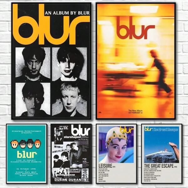 1pc Wall Arts Posters Optional Frame PopB-Blur Band Rock Roll Band Retro Poster Sticky Wall Art Printing Waterproof Home Living Bed Room Bar Aesthetic Decor