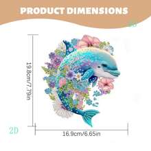 1pc DIY 2D Plane Dolphin Shaped Crystal Diamond Painting Mosaic Art Craft Supplies, Home Decor Hanging Chain, Handmade Project To Unleash Your Potential And Add Decorative Fun, Suitable For Home Window, Garden, And Door Plaque Decoration, Single-Sided