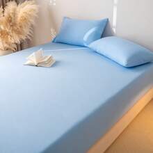 1 pieza Sábana ajustable de algodón con nubes, sin funda de almohada, protector de colchón color macaron, suave como las nubes, cobertura total de 360 grados de estilo minimalista, a prueba de polvo y antideslizante, sin blanqueador óptico, amigable con la piel, transpirable, textura suave y delicada, lavable y resistente al color, juego de ropa de cama antibacteriano y reforzado, adecuado para viajes, dormitorio, habitación de invitados, hotel, dormitorio, toda la familia, todas las estaciones, 16 tamaños