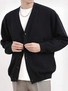 Knitted Cardigan Sweater With Buttons, New Arrival Solid Color Men's Sweater , Fall Winter