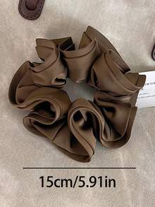 1pc Women's 15cm/5.91in Extra Large Silky Satin Black/Brown/Khaki Hair Scrunchie, Fashion Versatile High-End Elegant Simple Solid Color Hair Tie, Suitable For Daily Casual, Commute, Vacation, Ponytail, Bun, Washing Face, Makeup, Outfit Accessory, Hair Accessories, Hair Ties, Scrunchy Hair Ties, Sport, Home Beauty Women Accessory Gifts ,Head Piece