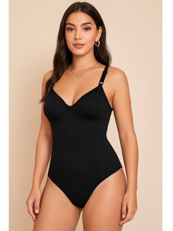 Body Modelador Feminino Sem Bojo Sem Aro Reforçado Adulto Suplex Alça Metal Regulável Moda Intima Linha Noite Promoção