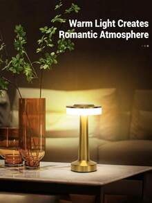 1pc Rechargeable Wireless Desk Lamp With 3 Color Smooth Dimming, Portable LED Lamp With Modern Metal Design, Touch Control, Suitable For Dining Room, Bedroom, Outdoor, Patio, Bedroom, Reading, Living Room - Multicolor - View 5