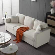 Nivtlpre Modern 86.6" Teddy Fabric Sofa – Ultra-Comfy, Washable & Space-Saving For Living Room, Office & More - Màu be - Xem 4