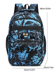 Casual Large Capacity Backpack With Colorblock Pattern & Multiple Pockets, Suitable For Outdoor Sports And Short-Distance Travel, For Men School Bag