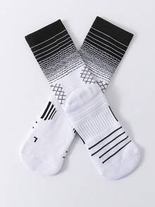 1 Pair Outdoor Sports & Running Basketball Socks, Fall - Multicolor - View 14