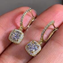 1 Pair Romantic Cubic Zirconia Drop Earrings For Women For Wedding Engagement Anniversary Party Jewelry Valentine's Day Gift