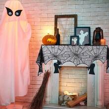 40pcs/Set Halloween Spider Web Tablecloth, Table Runner, Fireplace Scarf, Lamp Shade, Bat Halloween Decoration Set