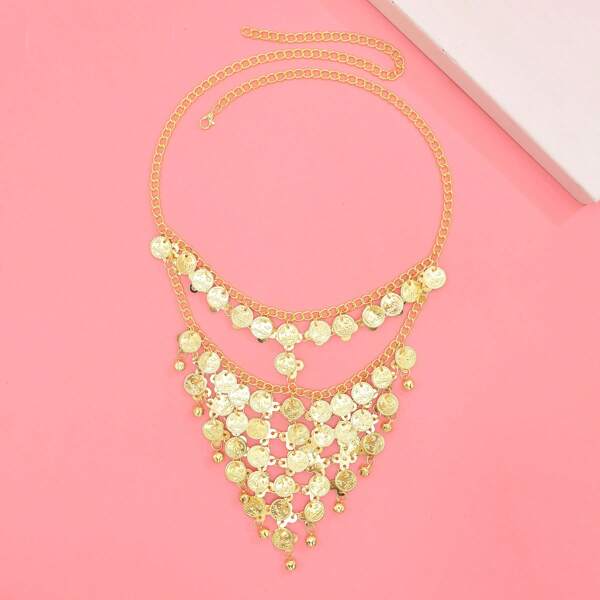 Máscara facial de metal com franjas triangulares invertidas estilo europeu e americano, acessório facial para performance em palco de dança para mulheres no Halloween