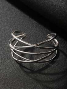 1pc Fashionable Vintage Silver Tone Hollow Out Multi-Layer Bangle Bracelet, Unisex, Ideal For Vacation, Outdoor Sports, Daily Wear, Party, Gift