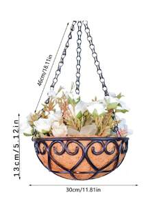 8/10/12 Inch Metal Wire Hanging Basket Flowerpot, Coconut Lined Plant Flowerpot, Outdoor Garden, Porch, Balcony Decoration