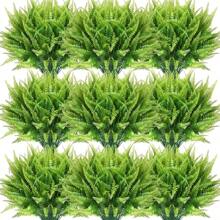 10pcs Artificial Moss Fern Potted Plants, Antioxidant Boston Ferns, Plastic Faux Shrubs For Outdoor Artificial Greenery, UV-Resistant Fake Plants, Perfect For Wedding Decor, Indoor & Outdoor Decor, Home Decor, Rome Decor And Wedding Decor
